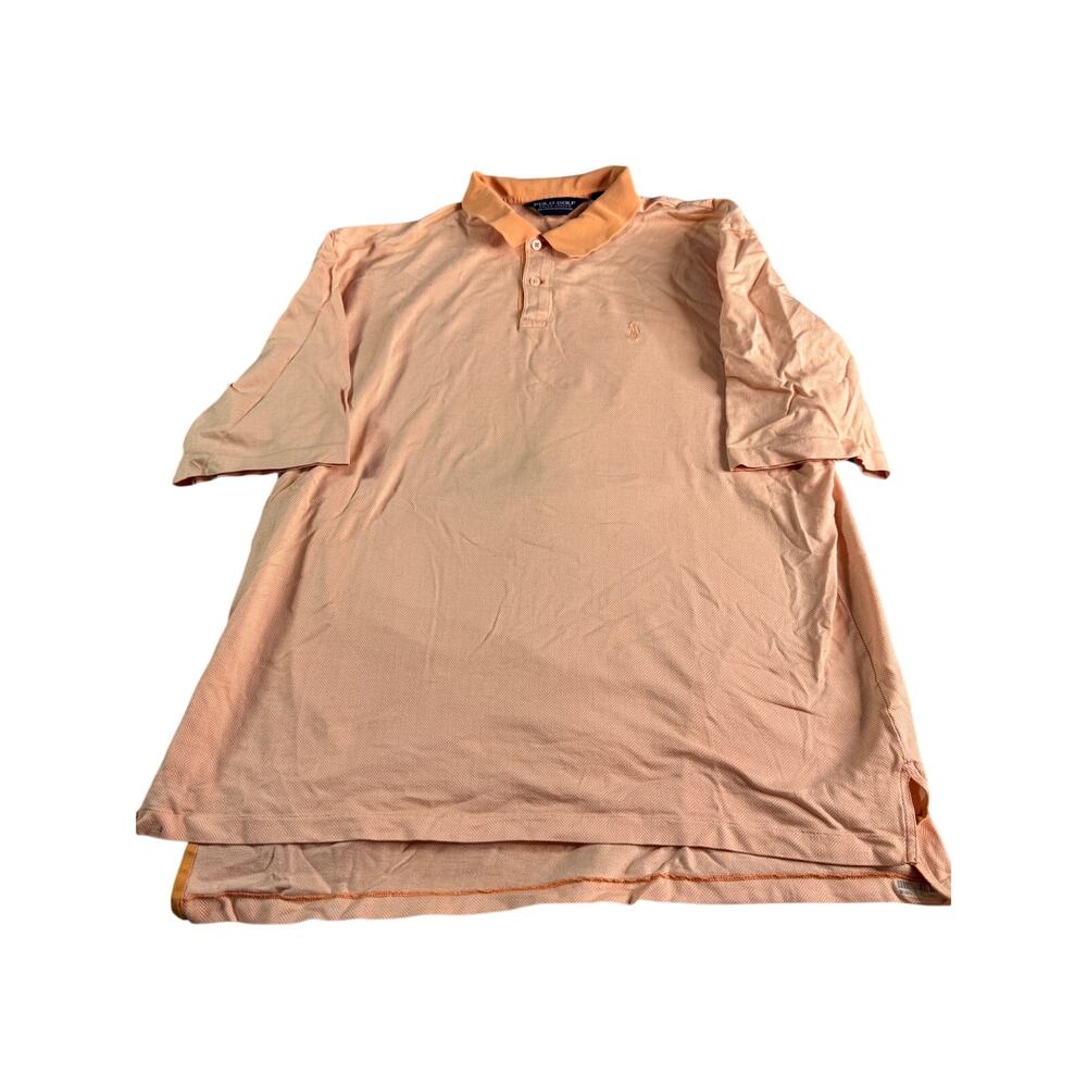 Polo Golf Ralph Lauren XL Peach Herringbone Polo Shirt Pima Cotton Short Sleeve